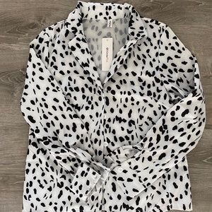 dalmation print button up shirt